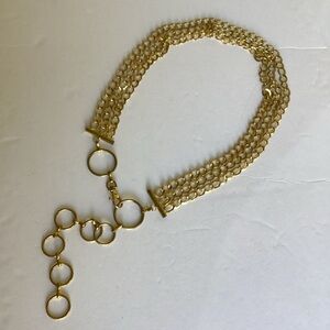 Gold Tone Multi-Chain Link Belt Toggle Closure Statement